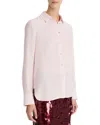 Vince Slim Fitted Button Down Blouse In Ballet Pink In Pink