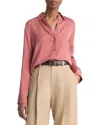 Vince Stretch Silk Blouse In Red
