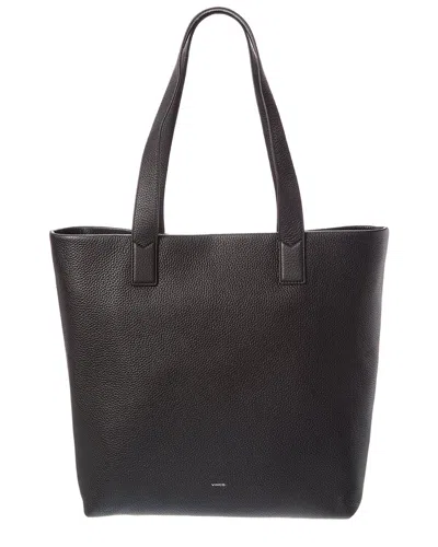 Vince Slim Leather Tote In Black
