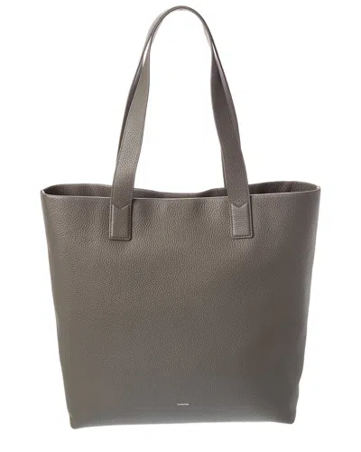 Vince Slim Leather Tote In Gray