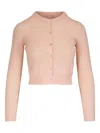 Vince Slim Rib Shell Button Cardigan In Pink