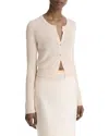 Vince Slim Rib Shell Button Cashmere & Silk-blend Cardigan In Neutral