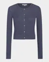Vince Slim Ribbed Silk-cashmere Cardigan In Mauve Thistle