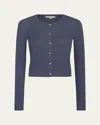 Vince Slim Ribbed Silk-cashmere Cardigan In Mauve Thistle
