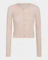 Vince Slim Ribbed Silk-cashmere Cardigan In Rose Nectar