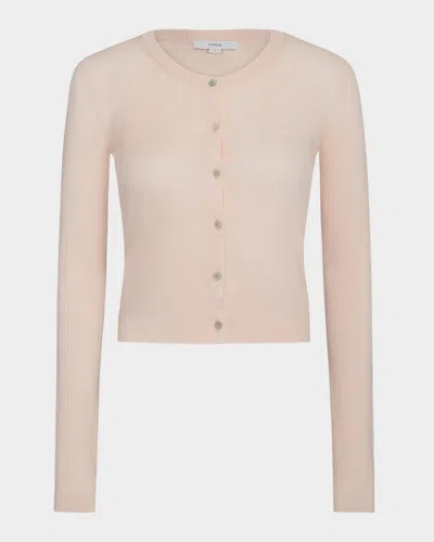 Vince Slim Ribbed Silk-cashmere Cardigan In Rose Nectar