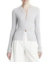 Vince Slim Ribbed Wool-blend Cardigan In Grey