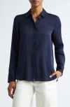 Vince Slim Silk Blouse In Coastal
