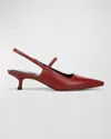 Vince Venice Slingback Pointed Toe Kitten Heel Pump In Crimson