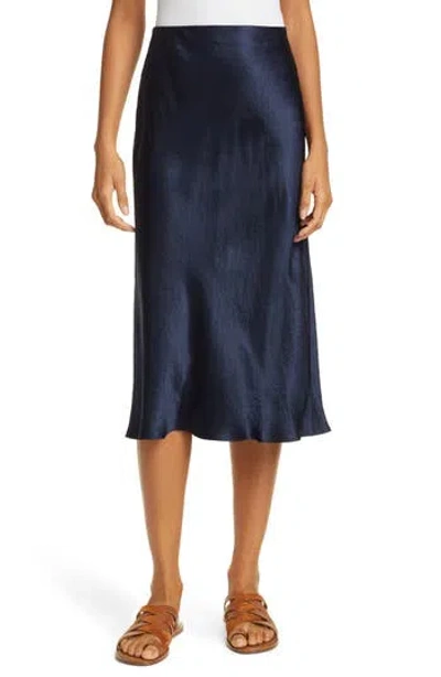Vince Satin-finish Midi Skirt In Multi