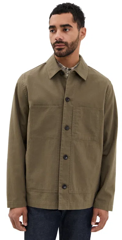 Vince Slub Cotton Linen Utility Chore Jacket Shroom