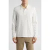 Vince Slub Cotton Long Sleeve Polo In White