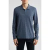 Vince Slub Cotton Long Sleeve Polo In Blue