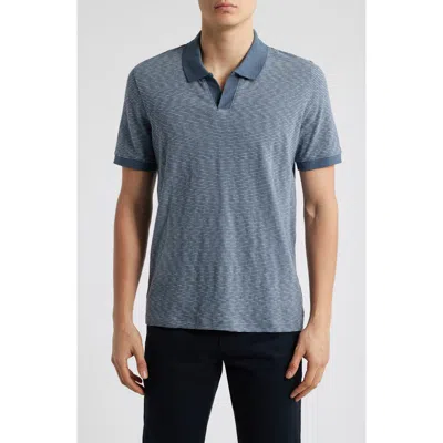 Vince Slub Jersey Johnny Collar Polo In Blue