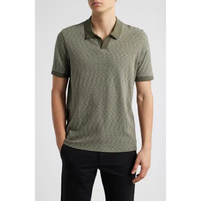 Vince Slub Jersey Johnny Collar Polo In Green
