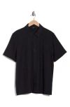 Vince Slub Knit Short Sleeve Cotton Button-up Shirt In Coastal