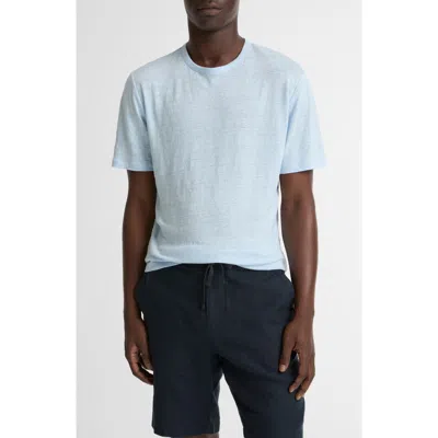 Vince Slub Linen Crewneck T-shirt In Blue