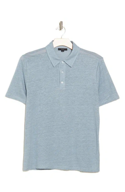 Vince Slub Linen Polo In Blue