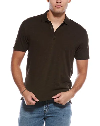 Vince Slub Polo Shirt In Brown