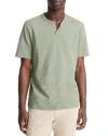 Vince Slub Split Neck Short Sleeve Tee In Broad Leaf