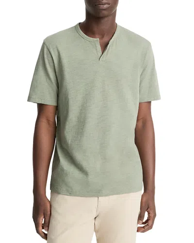 Vince Slub Split Neck Short Sleeve Tee In Broad Leaf