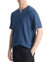 Vince Slub Split Neck T-shirt In Midnight Sky