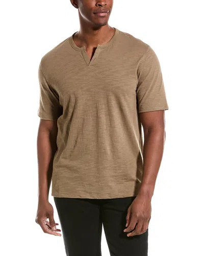 Vince Slub Split Neck T-shirt In Green