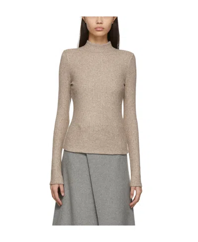 Vince Small High-neck Knitted Pullover In Nude