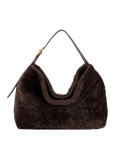 Vince Small Shearling & Leather Hobo In Pink