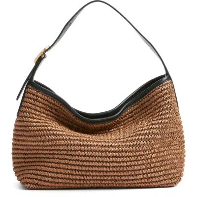 Vince Small Vivian Raffia Hobo Bag In Latte