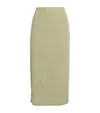 Vince Smocked Check Midi Skirt In Green