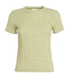 Vince Womens Gingham-print Seersucker Woven T-shirt Herbaria Combo In Green