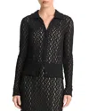 Vince Smocked Collared Top In Black