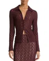 Vince Floral Lace Button-up Shirt In Cherry Night