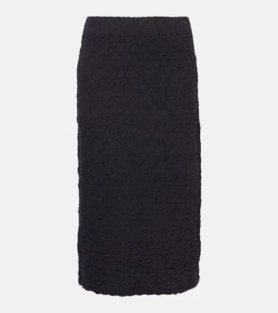 Vince Smocked Cotton-blend Midi Skirt In Coastal Blue