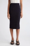 Vince Smocked Cotton Blend Midi Skirt In Coastal Blue