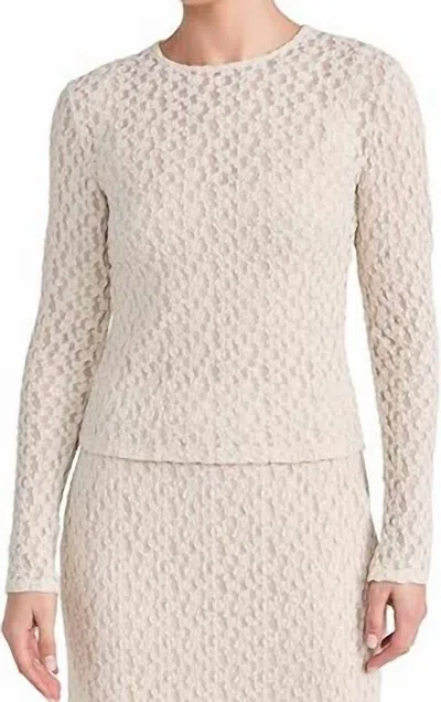 Vince Smocked Floral Long Sleeve Blouse In White Sand In Neutral