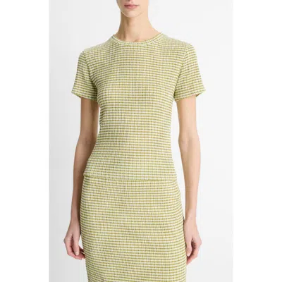 VINCE VINCE SMOCKED GINGHAM T-SHIRT