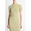 Vince Womens Gingham-print Seersucker Woven T-shirt Herbaria Combo In Herbaria Combo