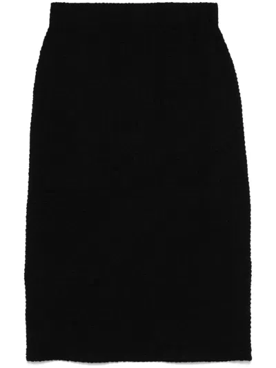 Vince Smocked Midi Skirt In Black