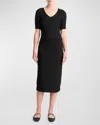 Vince Low-rise Cotton-blend Midi Skirt In Black