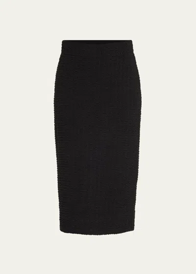 Vince Smocked Midi Skirt In Black
