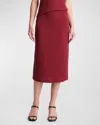 Vince Smocked Midi Skirt In Raspberry