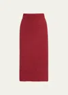 Vince Smocked Midi Skirt In Raspberry