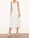 Vince Smocked Mixed Media Cami Dress In Off White In White