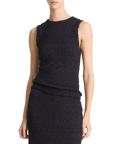 Vince Smocked Shell Top In Dark Navy