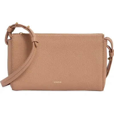 Vince Smyrna Pebbled Leather Wallet On A Strap In Pecan