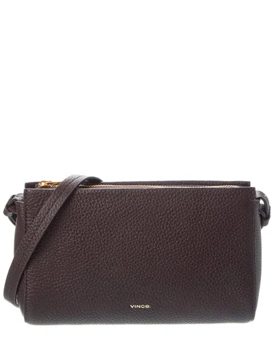 Vince Smyrna Wos Top Zip Leather Crossbody In Brown