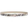 Vince Snake Embossed Leather Belt In Gray