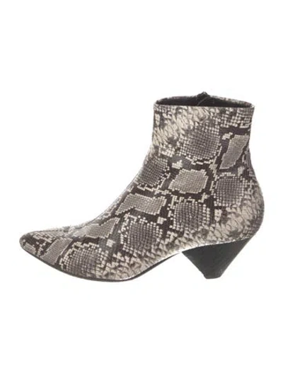 Pre-owned Vince Snakeskin Animal Print Boots In Neutral